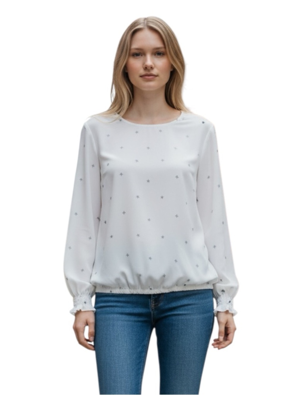 Boden‎ Off-White Embellished Star Viscose Blouse Size 16